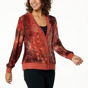 DG2 by Diane Gilman Clipped Jacquard Knit Cardigan